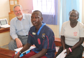 Dr Frank Dobbs with staff at the Martha Clinic during training sessions he ran in Yei in 2013. He will return to the clinic in January.