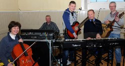 Musicians who led the praise at a ‘Joint Dawn Service' on Easter Sunday.  L to R: Janet Ferguson - Cello (Railway Street), David Lamont - Sound Desk (Lisburn Cathedral), Matthew Menown - guitar (Railway Street), Ian Menown - keyboard (Railway Street and Jonny McGeown - guitar (First Lisburn).