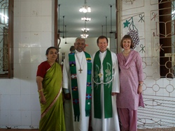 Dean Mann, his wife Helen with the Pastor of the Church of the good Shepherd, Chennai and his wife.
