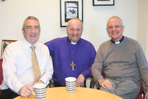 Parish Development Officer Trevor Douglas, Bishop Alan Abernethy and the Rev Phil Potter from the Diocese of Liverpool.