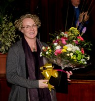 Pam Howe, wife Brian Howe, curate in Ballymoney, was presented with flowers.