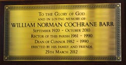 Wall plaque in memory of the Very Rev Norman Barr.