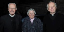 At the service of dedication in Christ Church, Derriaghy, are: L to R: Canon James Hall (former Rector of St Polycarp, Finaghy), Mrs Margaret Hawkins (widow of Canon Jack Hawkins, former assistant clergyman in Derriaghy) and Canon Charles McCollum (Carlow).