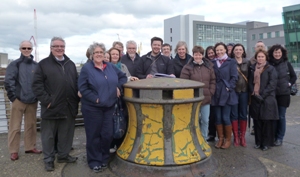 Diocesan staff beside the Thompson Dock in Titanic Quarter.