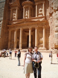 Dean Mann and his wife Helen and in Petra.