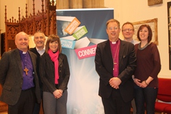At the Training Day are, from left: Bishop Alan Abernethy; Parish Development Officer Trevor Douglas; Rev Dorothy McVeigh; Bishop Steven Croft; Rev Barry Forde; Nicola Brown, CREED.