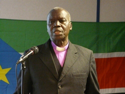 Bishop Hilary of Yei speaks at the Sudan Focus Evening hosted by CMS Ireland on February 26.