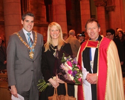 Dean John Mann with Lord Mayor Gavin Robinson and Lady Mayoress Lindsay Robinson.