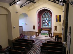 The interior of the restored church.