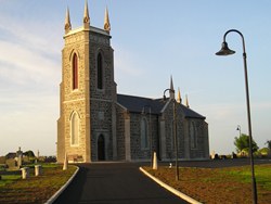 The restored exterior of St Colman, Derrykeighan.