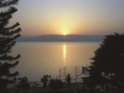 The sun rises over the Sea of Galilee. Photo: Robert Kay.