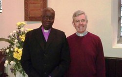 Bishop Hilary at St Cedma's, Larne, with the rector Archdeacon Stephen Forde.