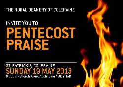 Postcard advertising the Coleraine Rural Deanery Pentecost Praise.