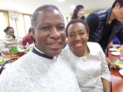 The Most Rev Dr Thabo Cecil Makgoba of Cape Town, South Africa, and his wife were in Busan Cathedral on Sunday when Bishop Alan was preaching.