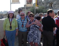 The Rev Bill Boyce and other members of the Connor pilgrimage queuing to get into the Temple Mount Area in Jerusalem.