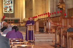 The Bishop of Connor, the Rt Rev Alan Abernethy, leads prayers for Syria in St Anne's Cathedral.