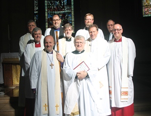Bishop of Connor and Clergy at the Ordinaition of Roderick Smyth (front centre) as Deacon Intern on September 15.