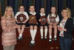 Prizewinners at the Ballymena GFS Display with special guests Sharon and Fiona.