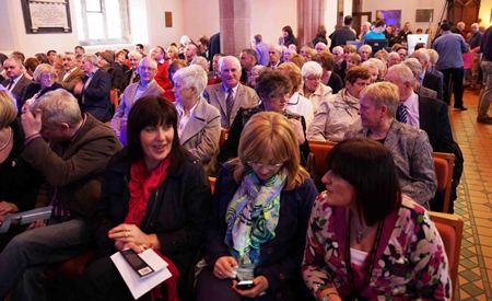 Crowds ready to listen to another speaker during the PassionforLife mission in Coleraine.