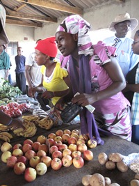 Selling produce at a local Zimbabwean market.