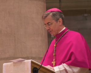 Papal Nuncio to Ireland Archbishop Charles Brown preaching in St Anne's Cathedral, Belfast.