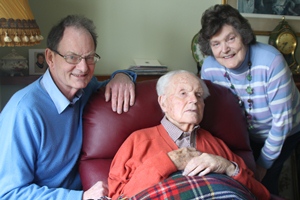 Pamela Noble MBE with her husband Denis and father-in-law Billy Noble CBE.