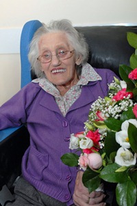 Laura Clark celebrates her 100th birthday. Photograph courtesy of Phillip Byrne Photography, Larne