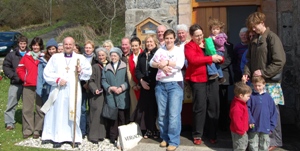Parishioners and the Bishop of Connor after the Easter Day service on Rathlin.