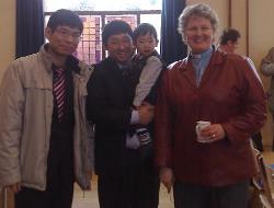 The Rev Donna Quigley, rector of Derryvolgie, with some of the Korean guests in the church during the Week of Prayer for Christian Unity.