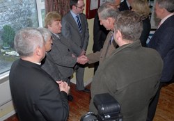 The Rev Moreen Hutchinson greets Prince Charles in Glenarm. Photo courtesy of Larne Times.