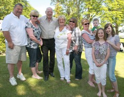 At the Global Day of Prayer event at Castle Gardens are Lisburn Cathedral members, from left: Ivan and Lesley Singleton, Artie and Martie Kennedy, Lisa Kennedy and Jill Lester with little Adam and (front) Emily and Becky.