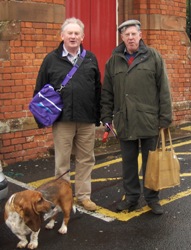Canon Percy Walker and Dean John Bond with his dog Ben all set for the walk.