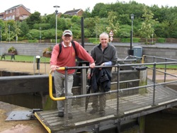Archdeacon Stephen Forde and Chancellor Stuart Lloyd at the Canal Lock in Lisburn nearing the end of the walk.