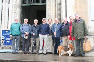 At St Anne's Cathedral at the start of the walk are, from left: Ernest Harris, William Bell, Stuart Lloyd, Stephen McBride, George Graham, George Irwin, Percy Walker, Stephen Forde, John Bond and Ben.
