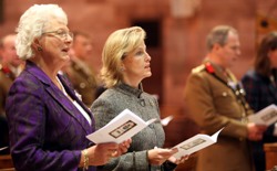 Dame Mary and the Countess singing during the service.