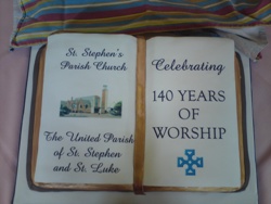 The wonderful cake at the anniversary celebration.