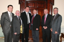 At the meeting in Dublin to discuss the referendum in Sudan are, from left; Martin Gallagher, Irish Aid; Canon Cecil Wilson, Sudan Partnership Group; Martin Dowling, Director, Africa Section, Irish Government; David Gough, Sudan Partnership Group; Pat Bourne, Irish Aid and Archdeacon Stephen Forde, Sudan Partnership Group.