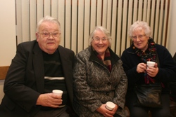The Rev Billy Stewart, Isabel Stewart (both Kilroot and Templecorran) and Valerie Murray of Mossley Parish enjoy refreshments at the St Peter's seminar.