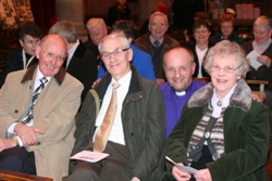 Jack Briggs, Desmond Thompson and Moreen Rolston, parishioners from St Mark's, Ballysillan, with Bishop Alan at the Seminar in St Peter's. 