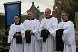 Newly ordained Deacons, from left: Peter Ferguson, Brian Lacey, Brian Howe and Trevor Kelly.