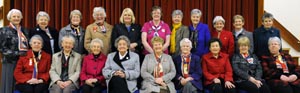Iris Andrew (County Chairman) and ladies of South Antrim County Trefoil Guild pictured at a service in Christ Church last Sunday morning (28th February) celebrating 100 years of Guiding.
