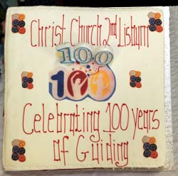 Close up of the cake celebrating 100 years of Guiding.