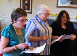 Rev Denise Acheson, Rev Helen McArthur and CEM team member Lawrie Randall rap out a poem they wrote about the retreat!