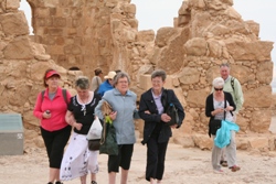 Walking among the ruins at Masada.