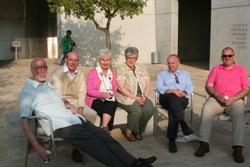 Robert Kay, Jim Patterson, Carol Kay, Rosemary Patterson, Bishop Alan and the Rev John McClure at the Yad Vashem Holocaust Museum.