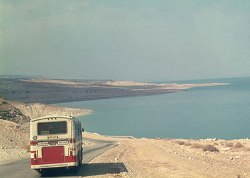 Driving down to the Dead Sea, the lowest point on earth.