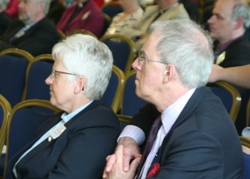 The Revs Janice and Ron Elsdon, St Bartholomew's, Stranmillis, listen to the speakers at Synod on Friday 13.