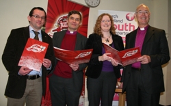 At the launch of the JUMP programme are, from left: Mr David Brown, Youth Ministry Co-ordinator, CIYD; The Right Rev Richard Henderson, Bishop of Tuam, Chairman, CIYD; Ms Catherine Little, Year Out Co-ordinator, CIYD; Most Rev Alan Harper, Archbishop of Armagh