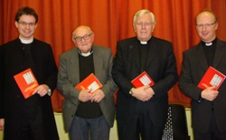 Rev Nial Sloane, former curate assistant, Aghergton, the Very Rev Victor G Griffin, author, Dean Houston McKelvey and the Rev Stephen Fielding, rector of Agherton Parish, at the booklaunch.