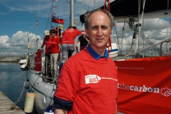 The Rev Neil Cutcliffe, Rector of Mossley, after docking in Troon at the start of his 1,000 mile hike. Photo: Christian Aid/Sue Osmond.